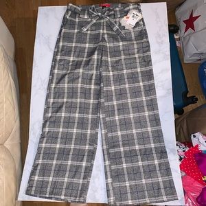 NWT Hot KISS Gray Plaid Wide Leg Pants
